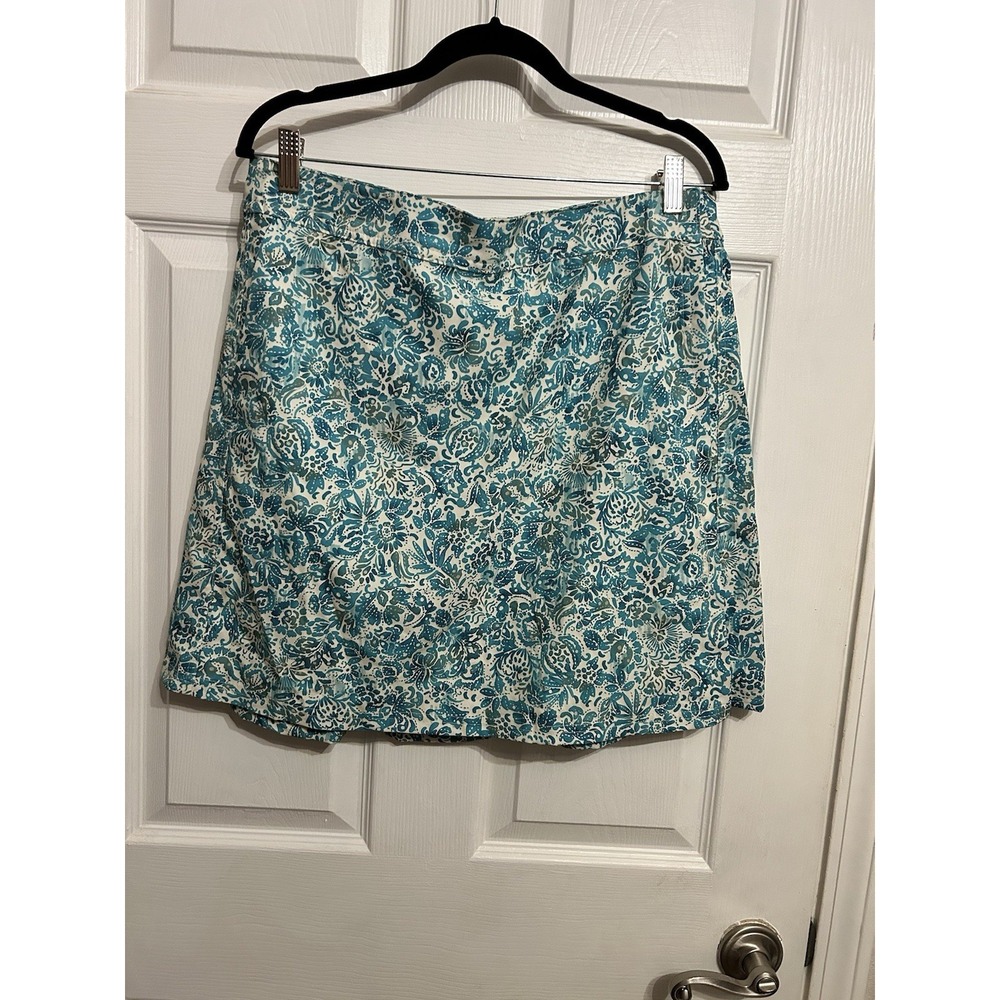 RipSkirt L Wrap Skirt Hawaiian Floral Print Swimwear Vacation Tropical Teal Aqua